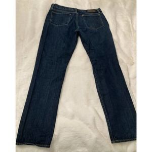 J Crew Mens 33x32  Jeans Straight Fit Mid Rise Dark Wash Blue Denim